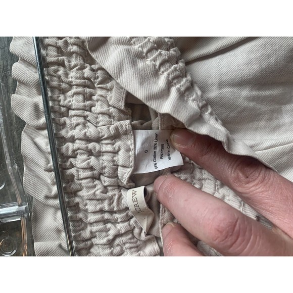 J.Crew Women's Beige Elastic Waist Lined 100% Cotton linen Mini Skirt Size 0 - Picture 10 of 10